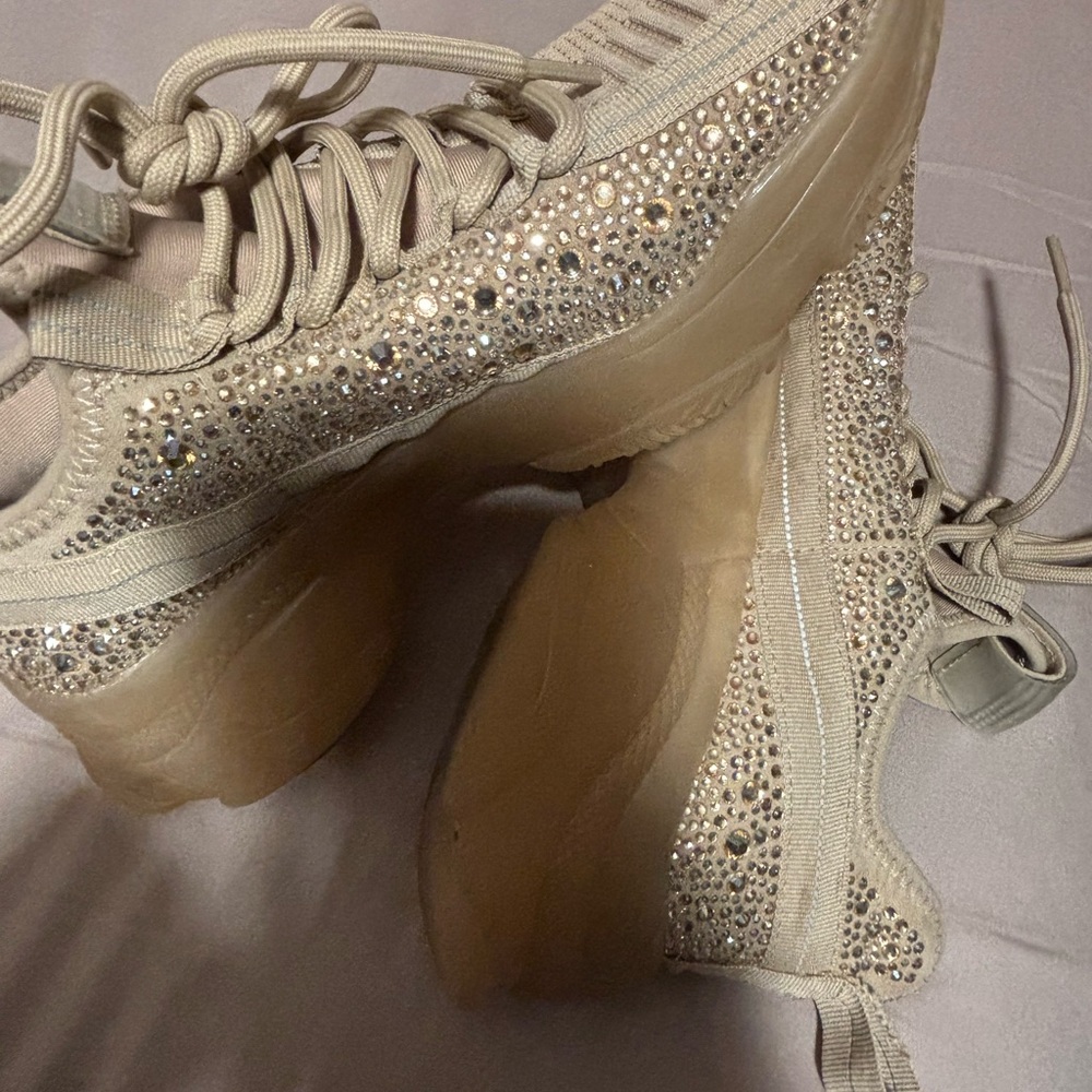 Steve Madden Beige Rhinestone Sneakers